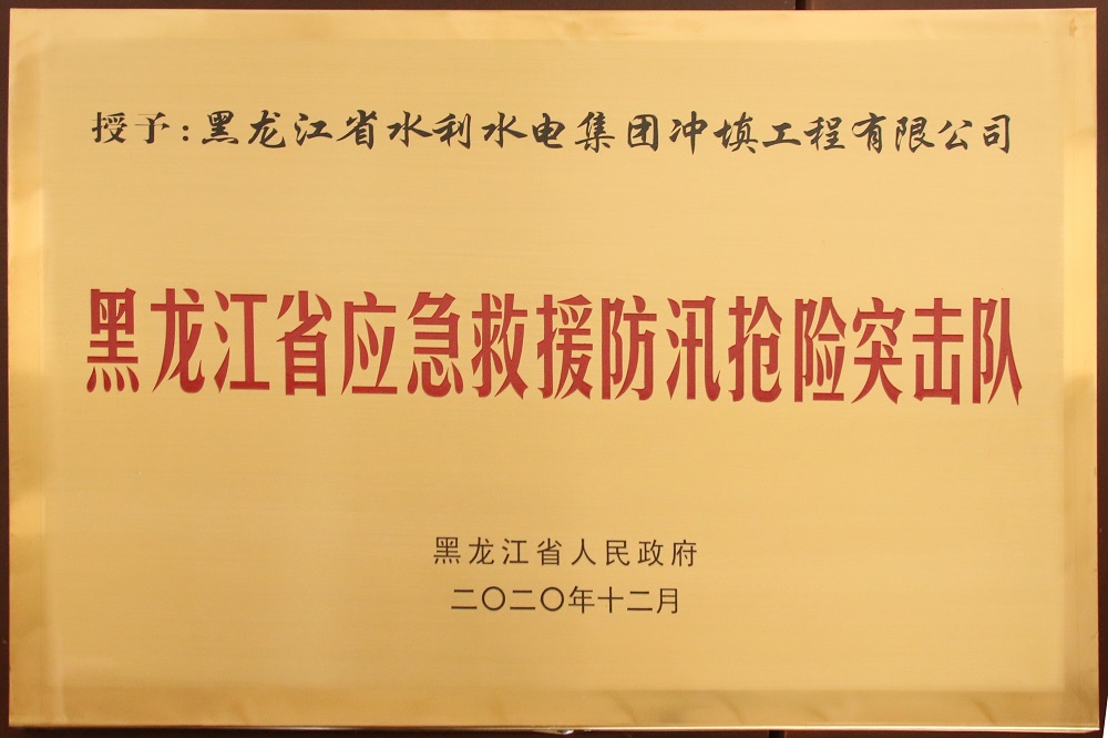 永利娱场城app被黑龙江省人民政府授予黑龙江省应急救援防汛抢险突击队